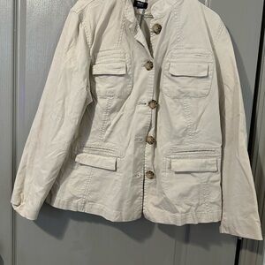 Mossimo Tan Khaki Jacket Safari Style Button Jacket Casual Utility Stretch